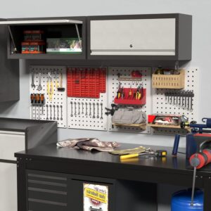SUPEER Wall Cupboard Metal Tool Cabinet With Folding Door, Lockable Wall Cabinet Made Of Stainless Steel, Garage Workshop Kitchen H35 X L66 X D30 Cm