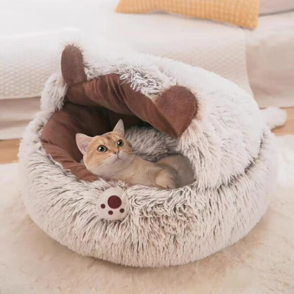 Winter New Long Plush Pet Cat Bed Round Cat Cushion Cat House Warm Cat Basket Cat Sleep Bag Cat Nest Kennel For Small Dog Cat - Image 3