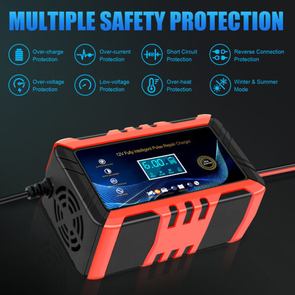 Car Intelligent Battery Charger Pulse Repair Trickle Charger 12V 6A - Image 7