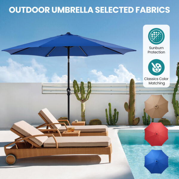 Outdoor Patio Umbrella With Push Button Tilt And Crank, Market Umbrella 8 Sturdy Ribs UV Protection Waterproof For Garden, Backyard, Red - Image 10