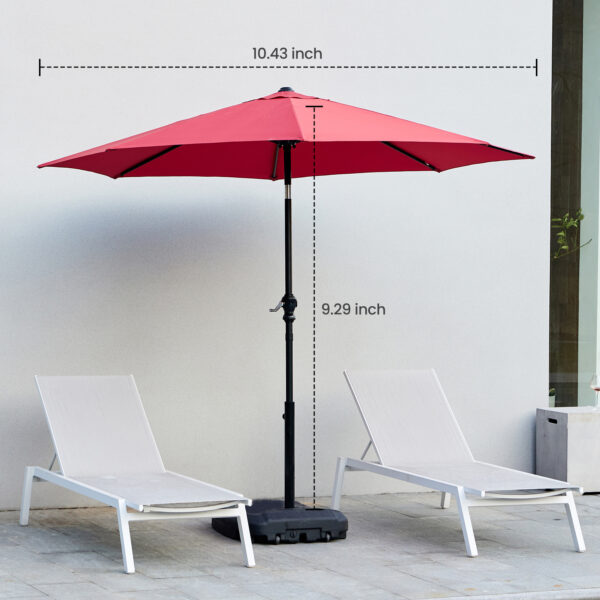 Outdoor Patio Umbrella With Push Button Tilt And Crank, Market Umbrella 8 Sturdy Ribs UV Protection Waterproof For Garden, Backyard, Red - Image 8