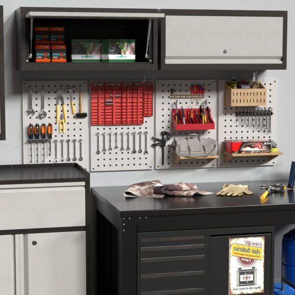 SUPEER Wall Cupboard Metal Tool Cabinet With Folding Door, Lockable Wall Cabinet Made Of Stainless Steel, Garage Workshop Kitchen H35 X L66 X D30 Cm - Image 4