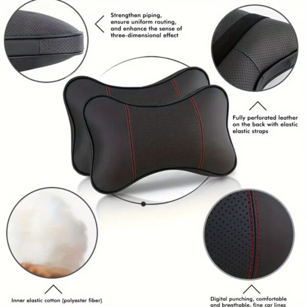 Breathable Leather Car Headrest - Comfortable Neck Support Pad With Adjustable Elasticity, Automotive Interior Accessories - Image 4