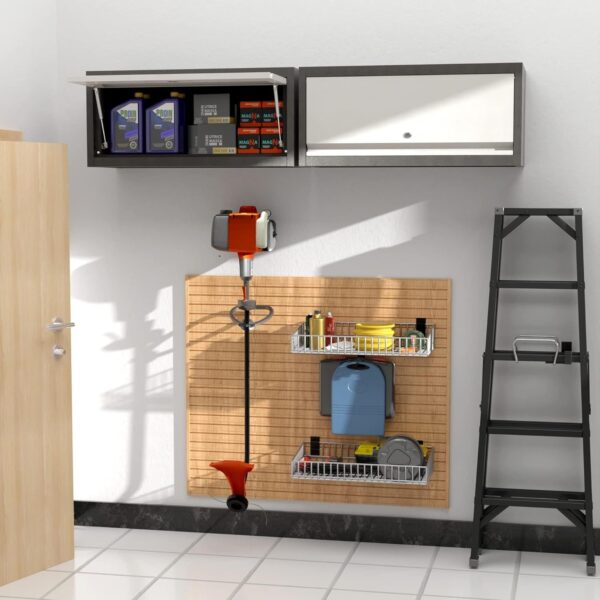 SUPEER Wall Cupboard Metal Tool Cabinet With Folding Door, Lockable Wall Cabinet Made Of Stainless Steel, Garage Workshop Kitchen H35 X L66 X D30 Cm - Image 5