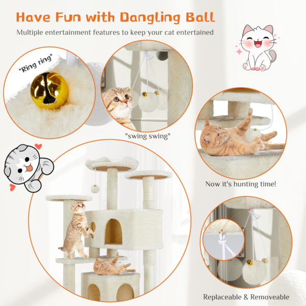 Multi-functional Cat Tree House Cat Climbing Frame, Lounge And Recreation Area Detachable Toy, 54in Dark Blue - Image 2