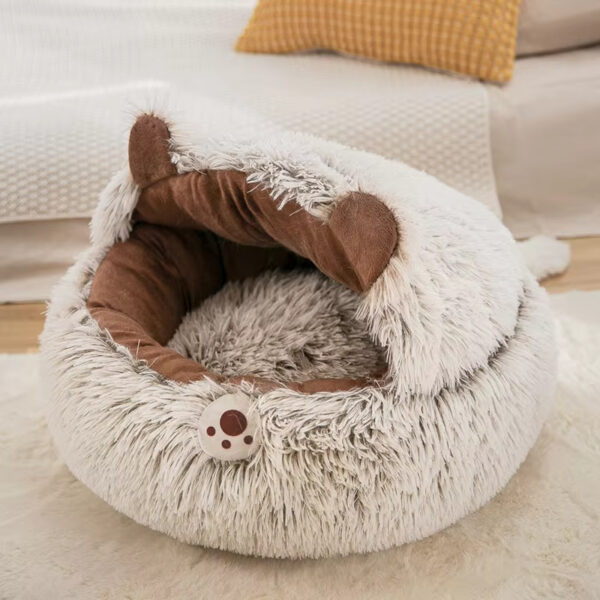 Winter New Long Plush Pet Cat Bed Round Cat Cushion Cat House Warm Cat Basket Cat Sleep Bag Cat Nest Kennel For Small Dog Cat - Image 5