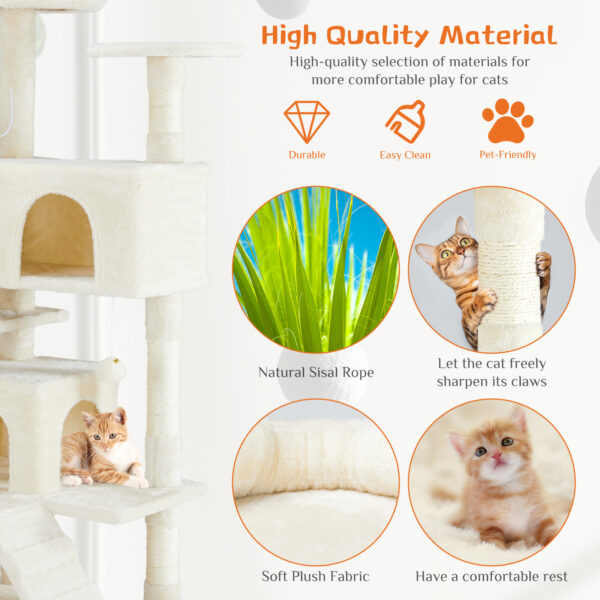 Multi-functional Cat Tree House Cat Climbing Frame, Lounge And Recreation Area Detachable Toy, 54in Dark Blue - Image 3