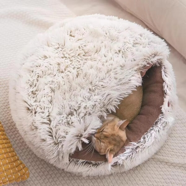 Winter New Long Plush Pet Cat Bed Round Cat Cushion Cat House Warm Cat Basket Cat Sleep Bag Cat Nest Kennel For Small Dog Cat - Image 7