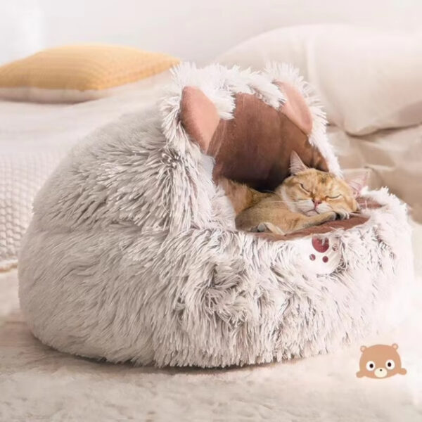 Winter New Long Plush Pet Cat Bed Round Cat Cushion Cat House Warm Cat Basket Cat Sleep Bag Cat Nest Kennel For Small Dog Cat - Image 6